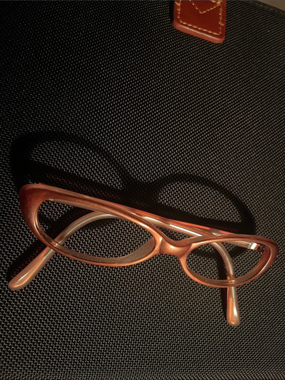 Women's Copper oval Eye RX Frames with unbranded plastic eyeglass case